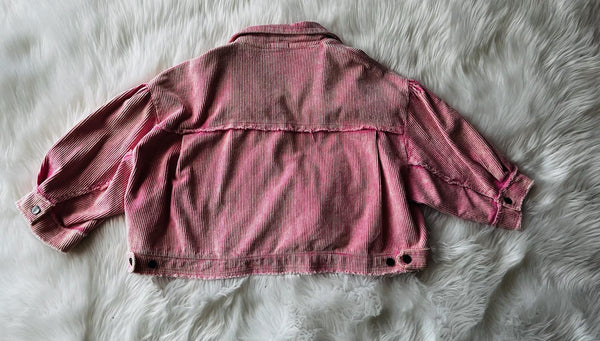 Corduroy Pink Cropped Jacket | Pol
