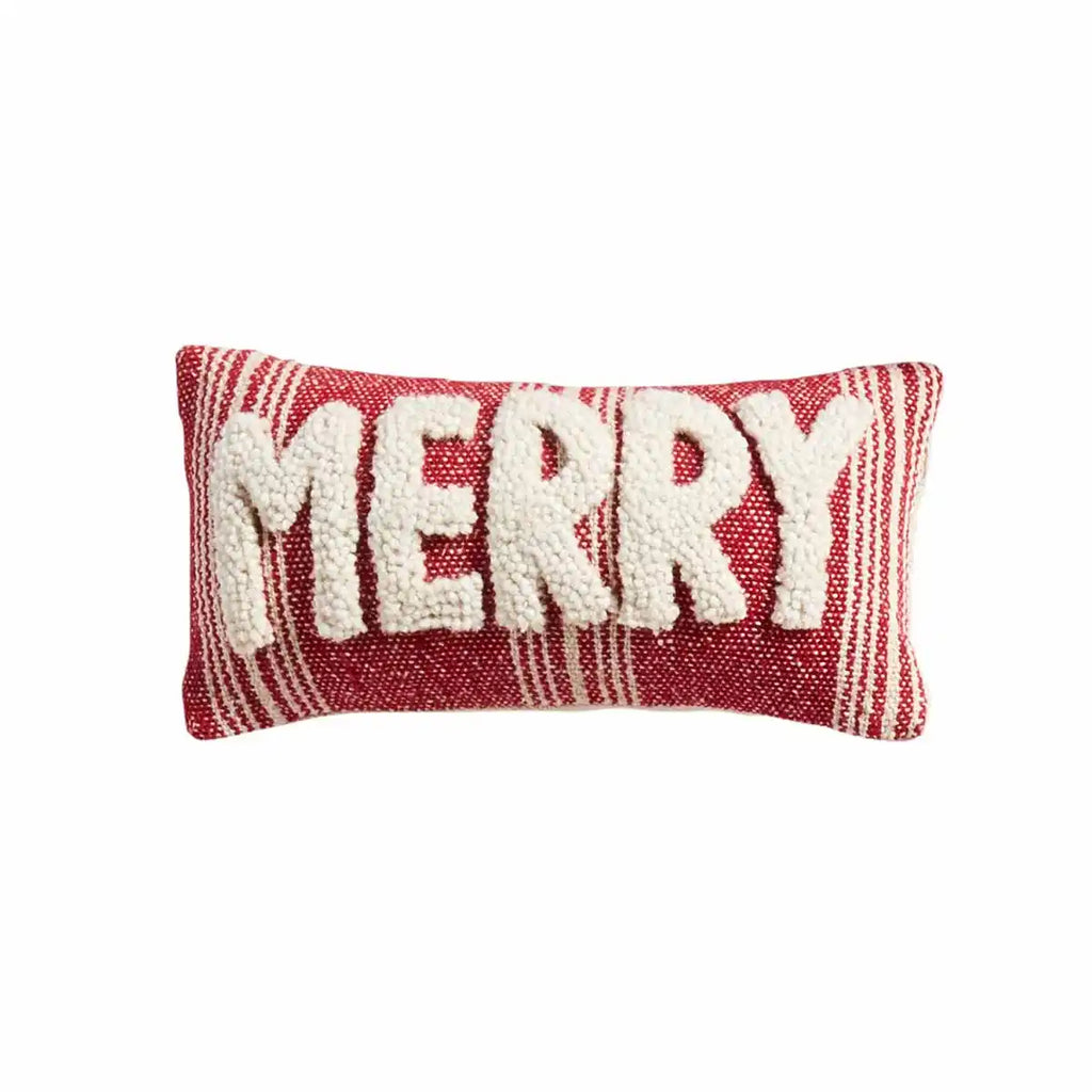 Mini Merry Hooked Pillow | Mud Pie