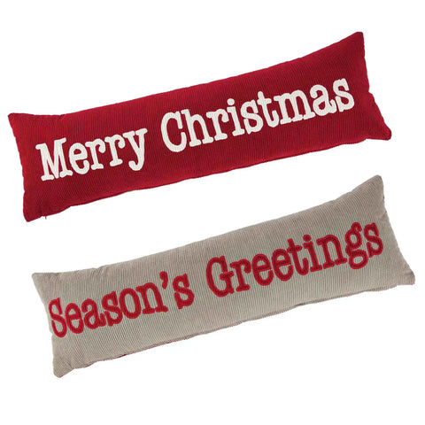 Merry Christmas Season's Greetings Reversible Long Pillow | Mud Pie
