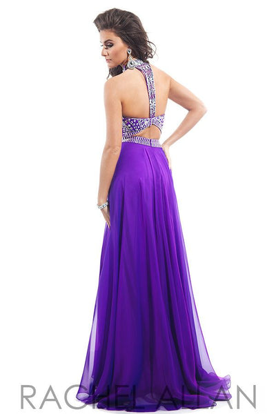 Embellished Halter Chiffon Gown
