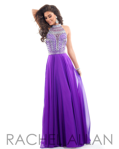 Embellished Halter Chiffon Gown