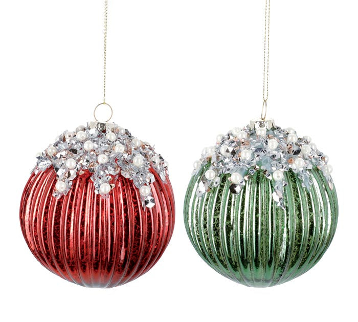 Glass Christmas Ornament - Red Green