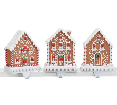 Three Gingerbread House Stocking Holders - Assorted