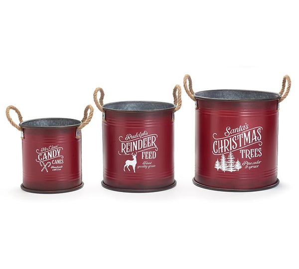 Tin Christmas Message Planters - Three sizes available