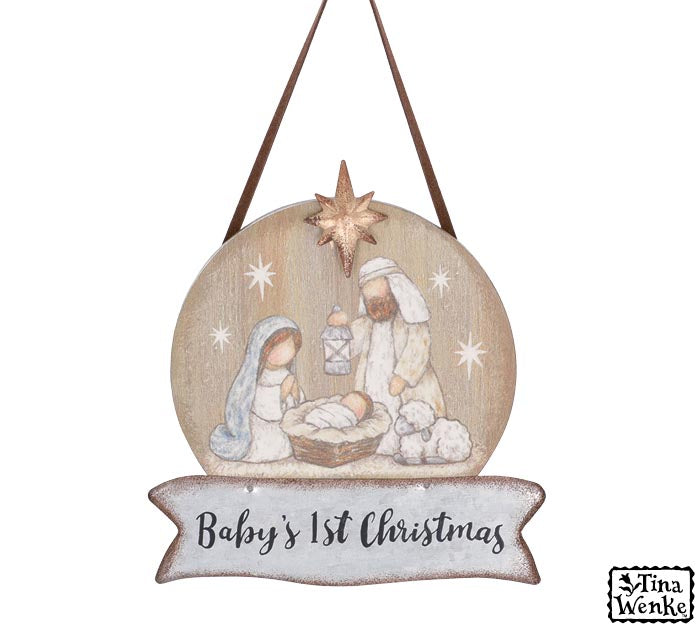 Wooden "Baby's 1st Christmas" Nativity Ornament