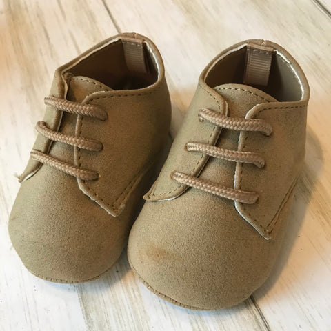 Baby Deer Boys Khaki Suede PU Lace Up Soft Sole Oxford Dress Shoes