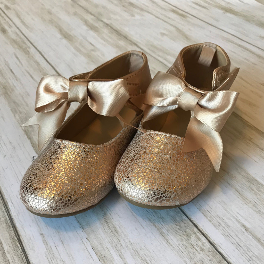 Baby Deer Metallic Bow Top Baby Shoe -Walking Shoes