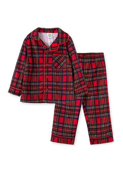 Toddler Boys Plaid Coat Pajama Set