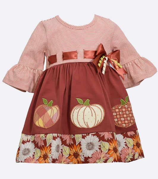 Bonnie Jean Pumpkin Applique Dress | W23979