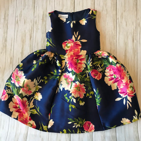 Navy Floral Party Dress