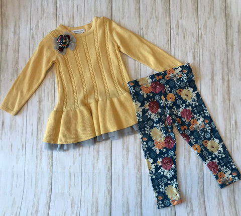 Sweater and Floral Legging Set | Bonnie Jean