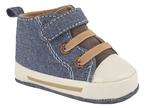Infant Denim Canvas High Top Sneaker with Soft Soles