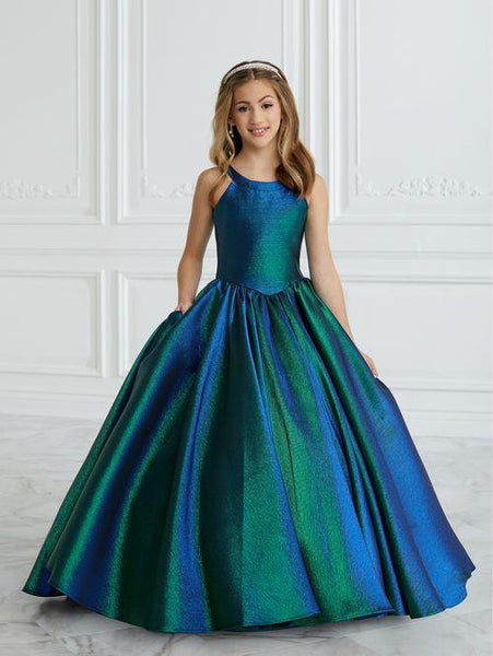 Scoop Neck Iridescent Peacock Ballgown 13685