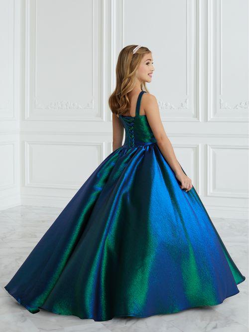 Peacock Blue Dress Cap Sleeves Ball Gown Quinceanera Dress