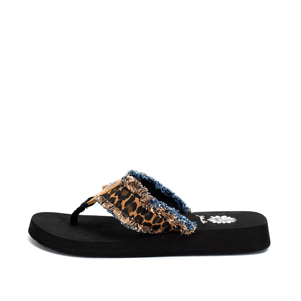 Denim and Leopard Fayth Flip Flops | Yellow Box Footwear