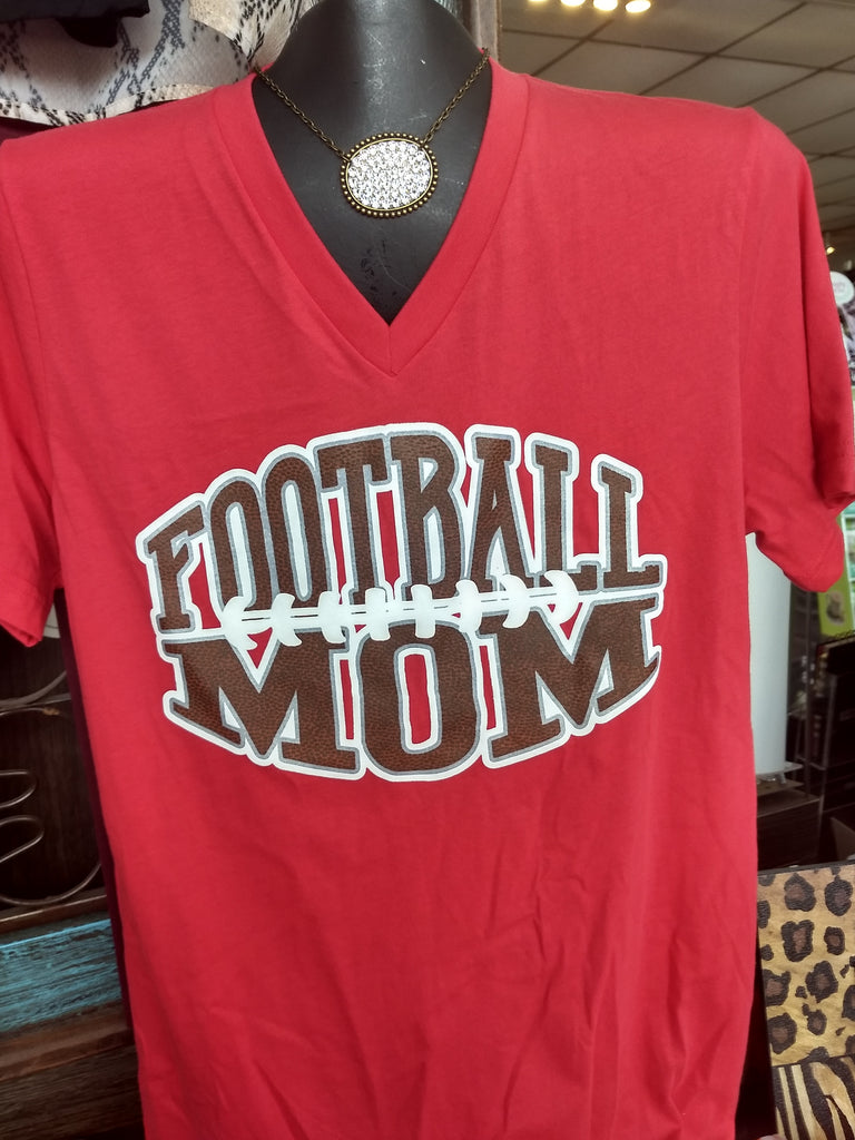 "Football Mom" V-Neck T-shirt