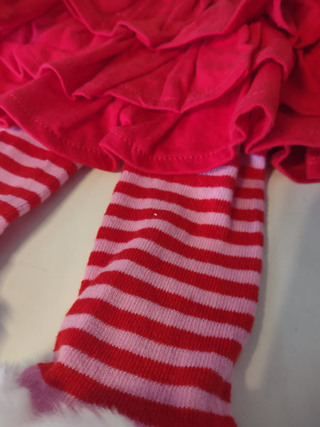 Santa Baby Appliqued Tunic with Striped Leggings and Faux Fur | Mud Pie