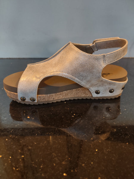 Girls Wedge Metallic Gold Adjustable Strap Sandals | Corkys Kids - Volta