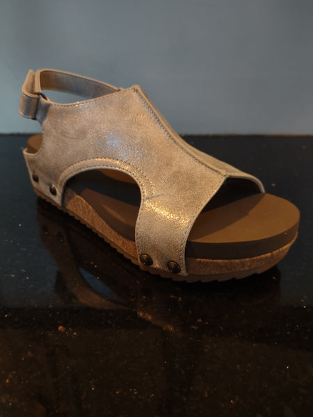Girls Wedge Metallic Gold Adjustable Strap Sandals | Corkys Kids - Volta