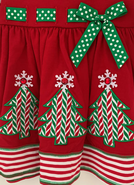 Bonnie Jean Red Dress w/ Christmas tree's