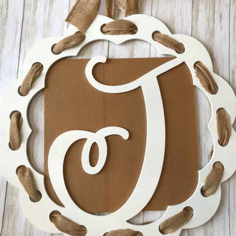 Scalloped Initial Letter Wreath