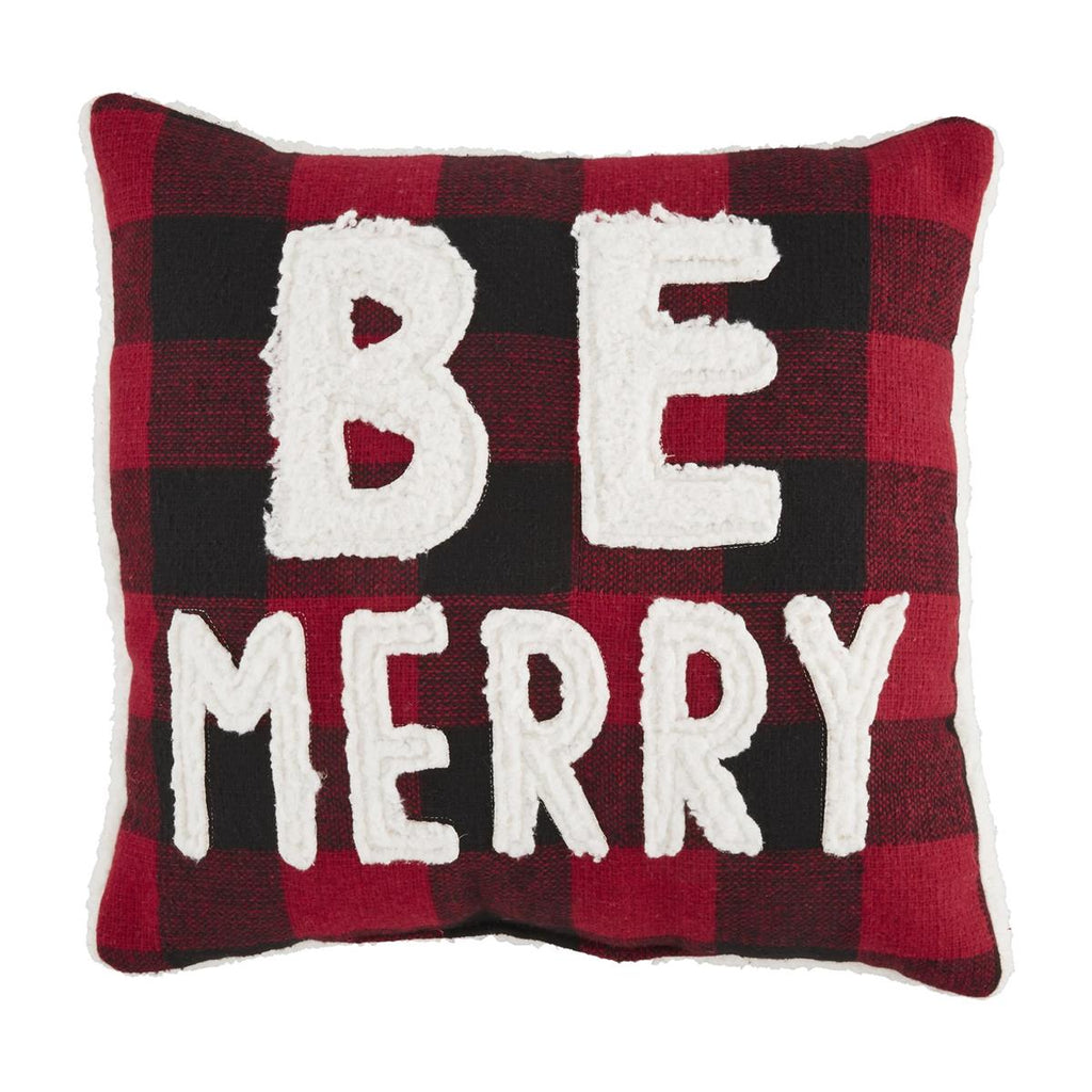 Be Merry Sherpa Christmas Pillow | Mud Pie
