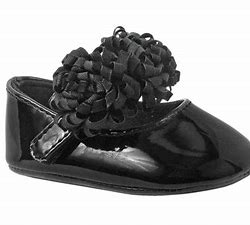 Black With Ribbons Infant Shoes | Baby Deer