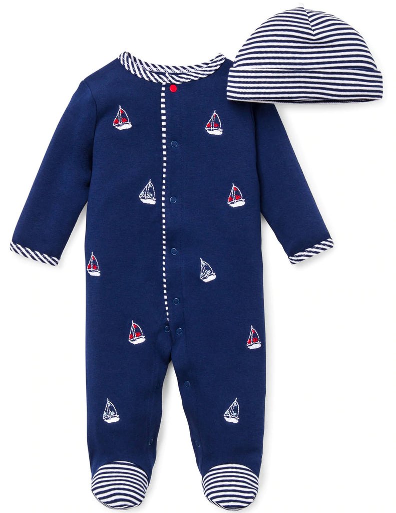 Sailboat Snap Front Footed One-Piece and Hat | Little Me