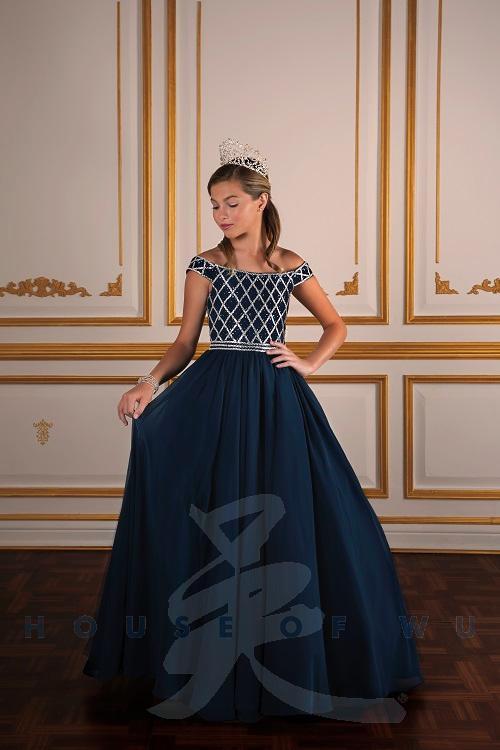 Off Shoulder Ballgown Navy | Size 8 only - no others available