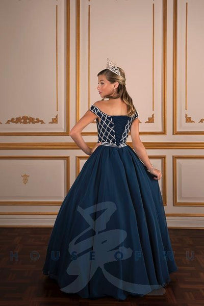 Off Shoulder Ballgown Navy | Size 8 only - no others available