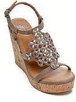 Taupe Platform Wedges with Iridescent Stones | Yellow Box Footwear