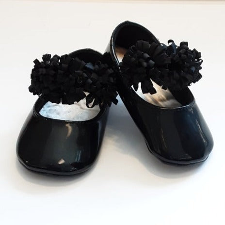 Black With Ribbons Infant Shoes | Baby Deer