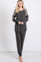 Soft Print Blocked Leopard Long Sleeve Pull Over