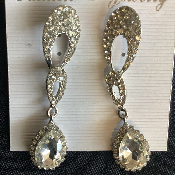 Clear Stone & Sliver Earrings