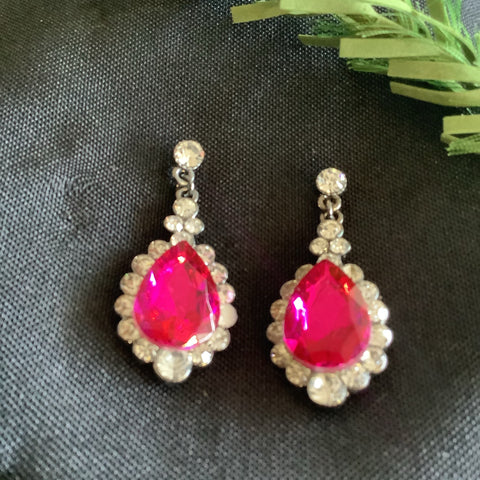 Hot Pink & Clear Earrings