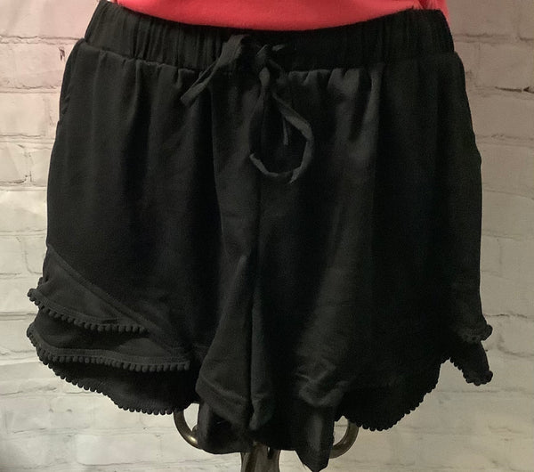 Black shorts draw string with ruffle