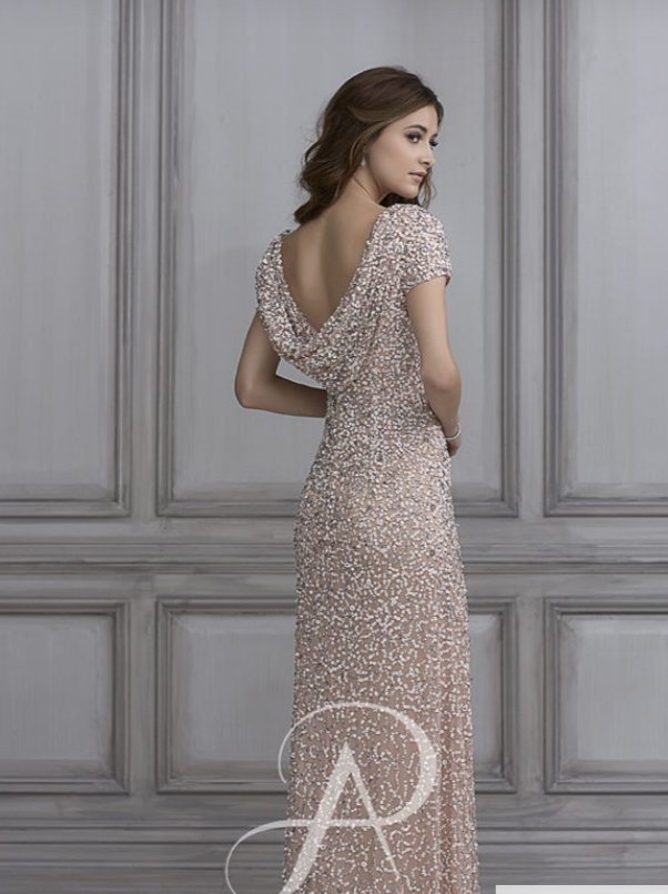 scoop back sequin dress Adrianna Papell Scoop Back Sequin Gown