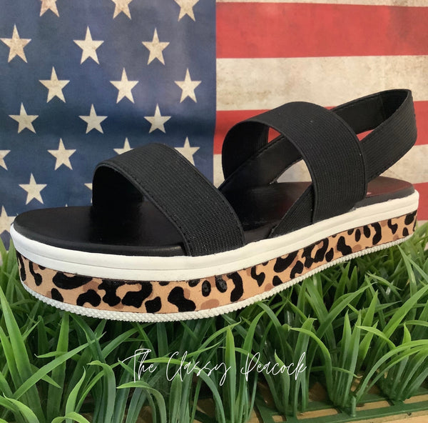 Jezza Black & Leopard Sandal | Mini Mia