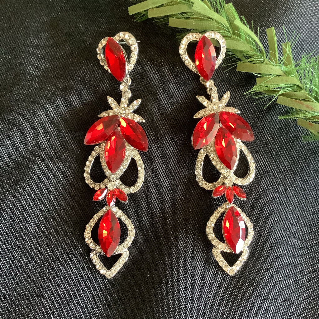 Red & Sliver Hanging Earrings