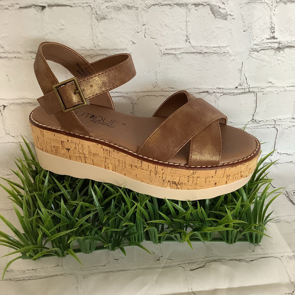 Brown Cork Wedge Sandal | Boutique By Corky’s Fluffie