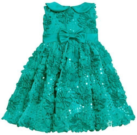 Soutache and Sequin Teal Party Dress