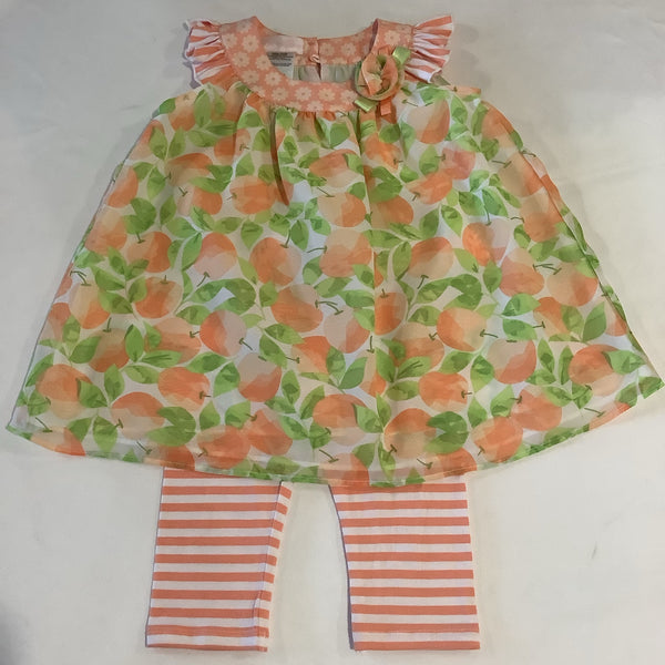 Peach and lime tunic Dress w/ stripe Leggings | Bonnie Baby