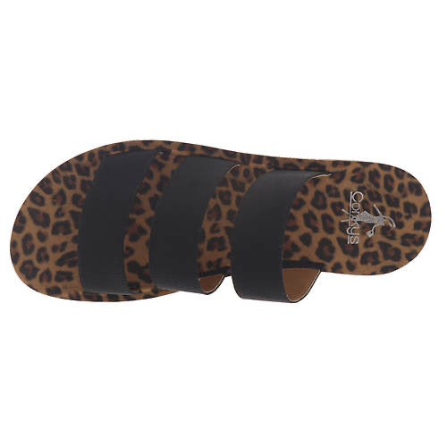 Dafne Black/Leopard Three Strap Sandal  |  Boutique by Corkys