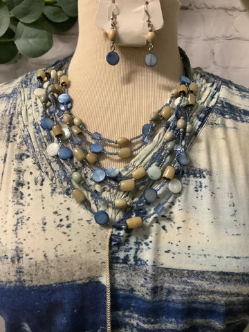 Blue Tone Necklace & Earring set