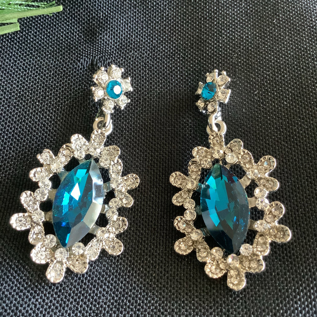 Sapphire & Clear with Sliver Earrings