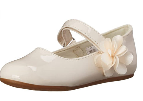 Ivory Patent Shoes With Flower | Baby Deer