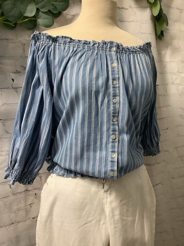 Blue & White Stripped off shoulder top