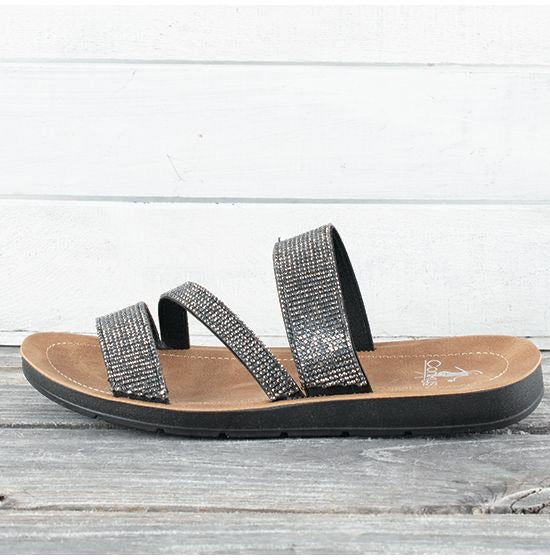 Glitzy Charcoal Black Sandal |Corkys Kaplan