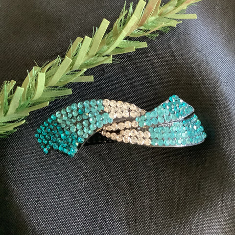 Turquoise & Clear Stone Hair Clip