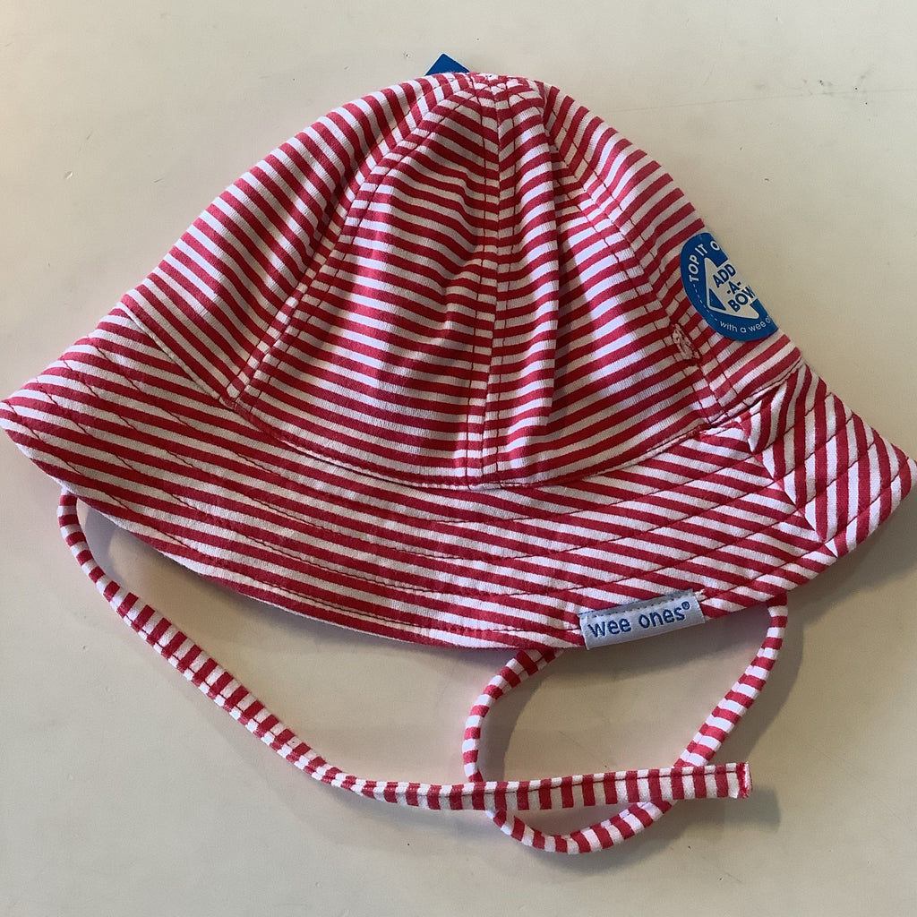 Wee one red and white reversible sun hat